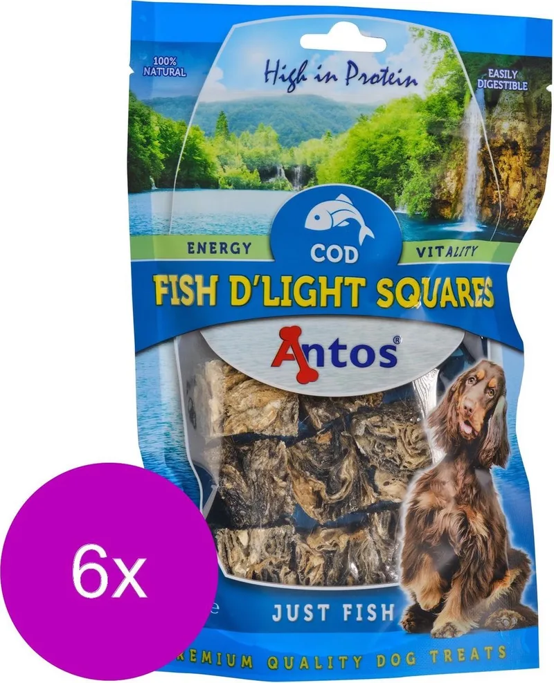 Fish D'Light Squared - Hondensnacks - 6 x Vis 100 g by Antos – product photo