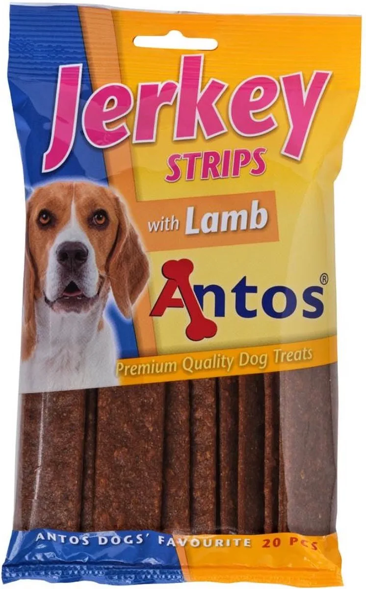Jerkey Strips Lam - hondensnack - 20 Stuks by Antos – product photo
