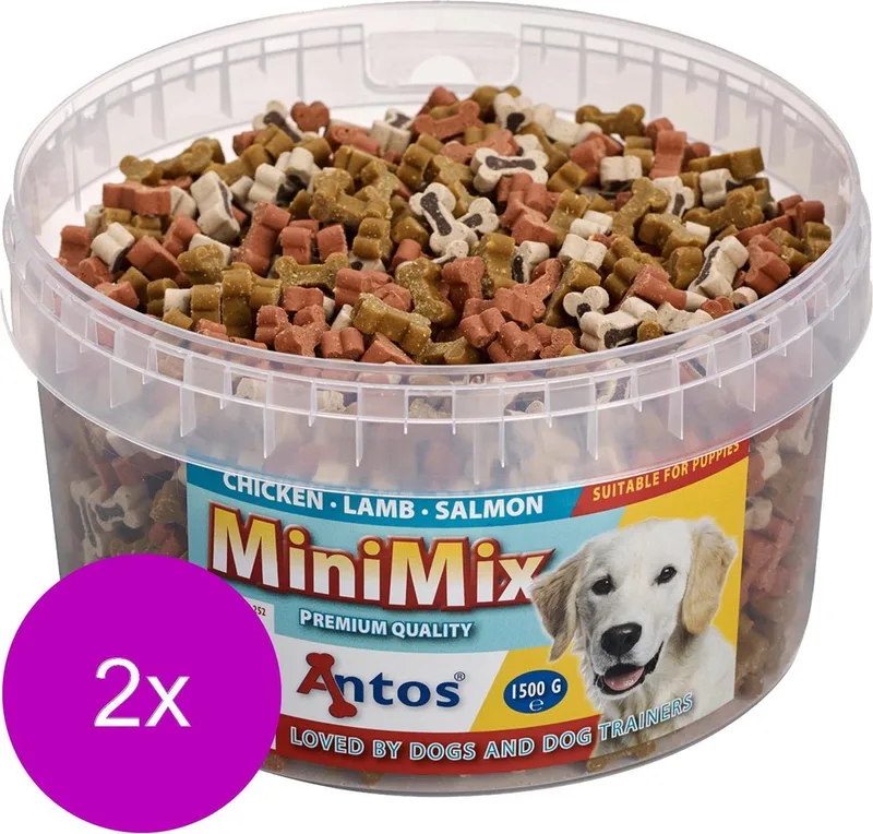 Mini Mix - Hondensnacks - 2 x Kip Lam Vis 1500 g by Antos – product photo