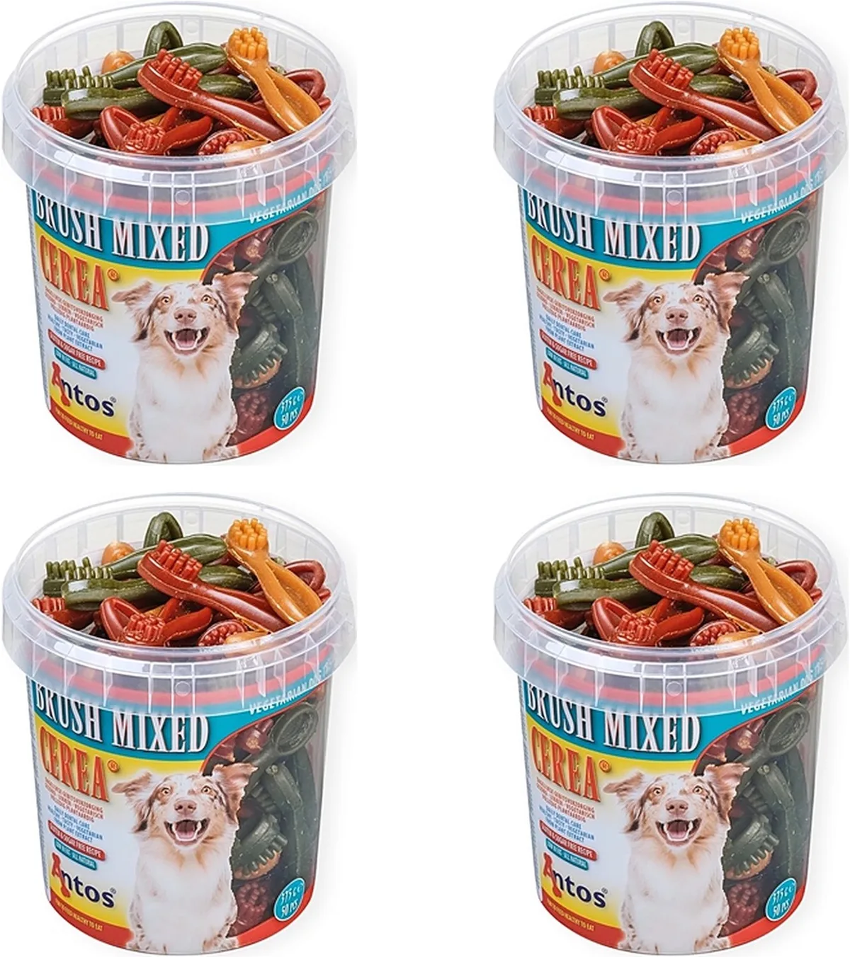 Mixed Brush Hondentraktatie - Gezonde Tanden, Aanvullende Dierenvoeding - 4 verpakkingen van 50 stuks - Multipack von Antos – Produktfoto