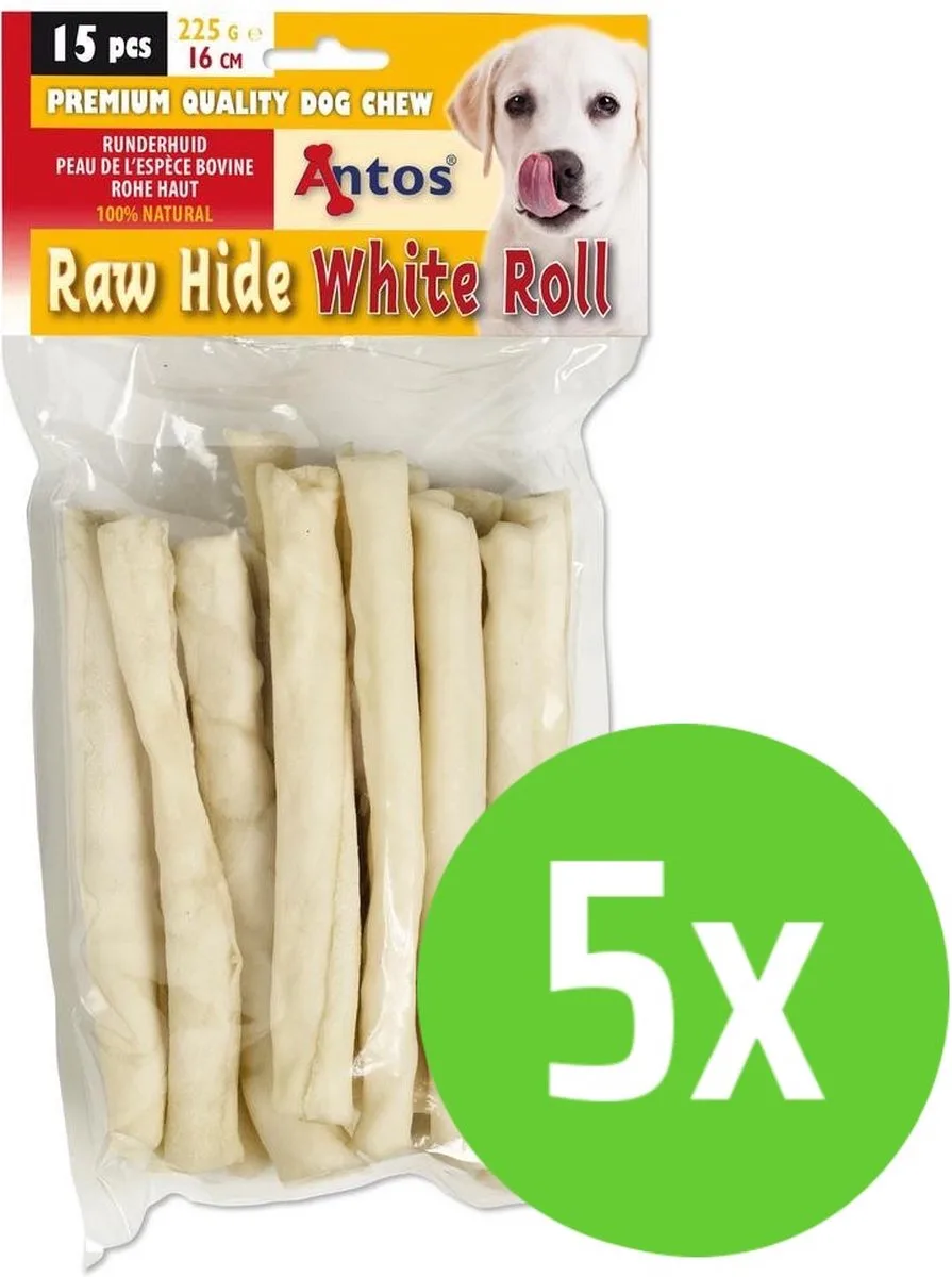 Raw Hide Witte Roll Sticks - 15 stuks - 5 verpakkingen de Antos – photo produit