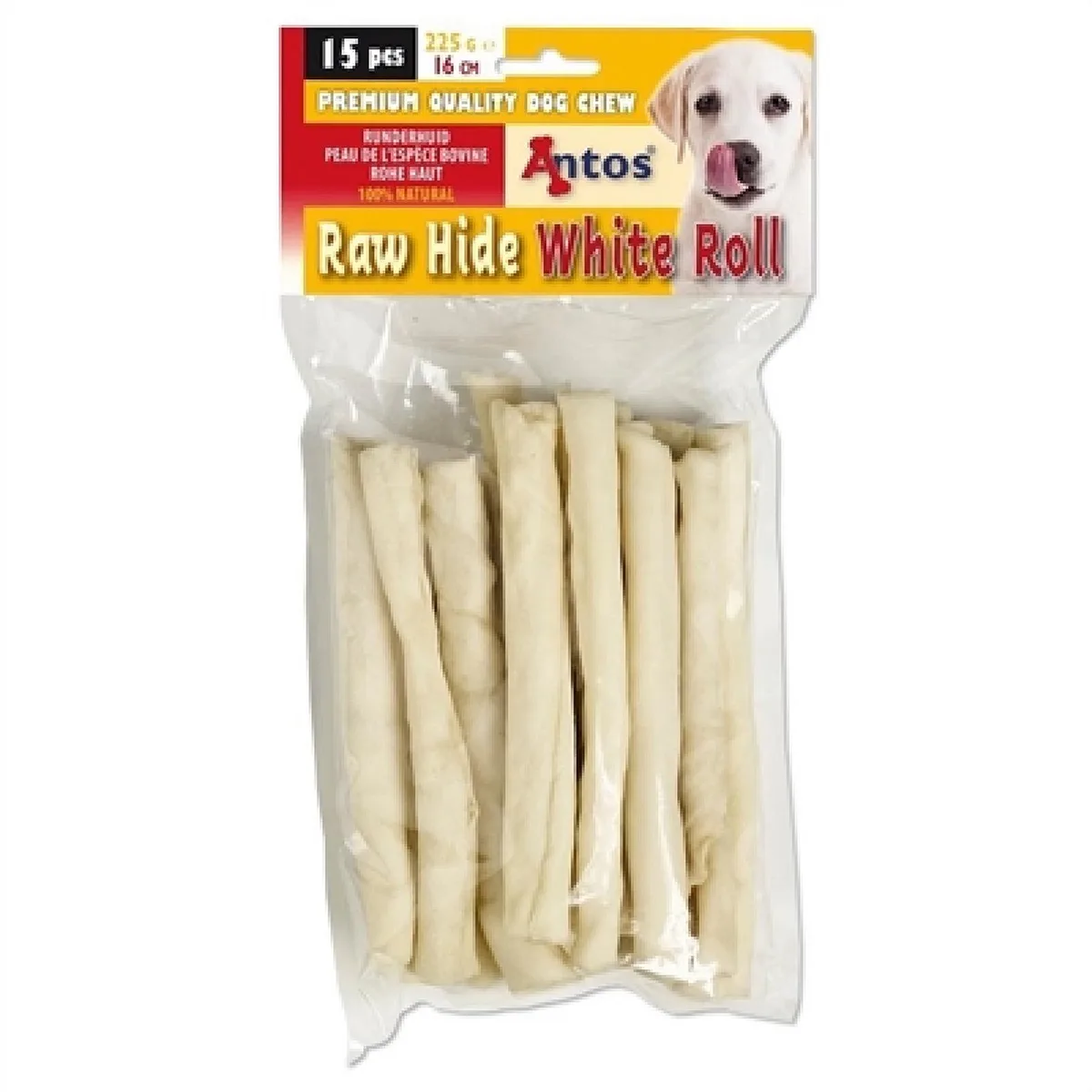 Raw Hide Witte Roll Sticks - 15 stuks von Antos – Produktfoto