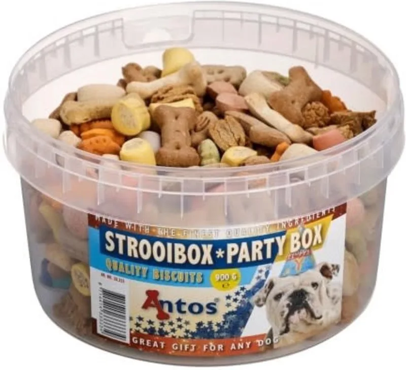 strooibox 900g - Hondensnacks - Trainers - Partymix - Hondenkluifjes by Antos – product photo