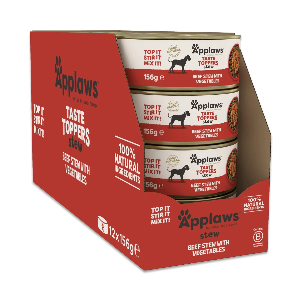 12x 156g Applaws Taste Toppers Natural Stew Rund met Groenten nat hondenvoer van Applaws – productfoto