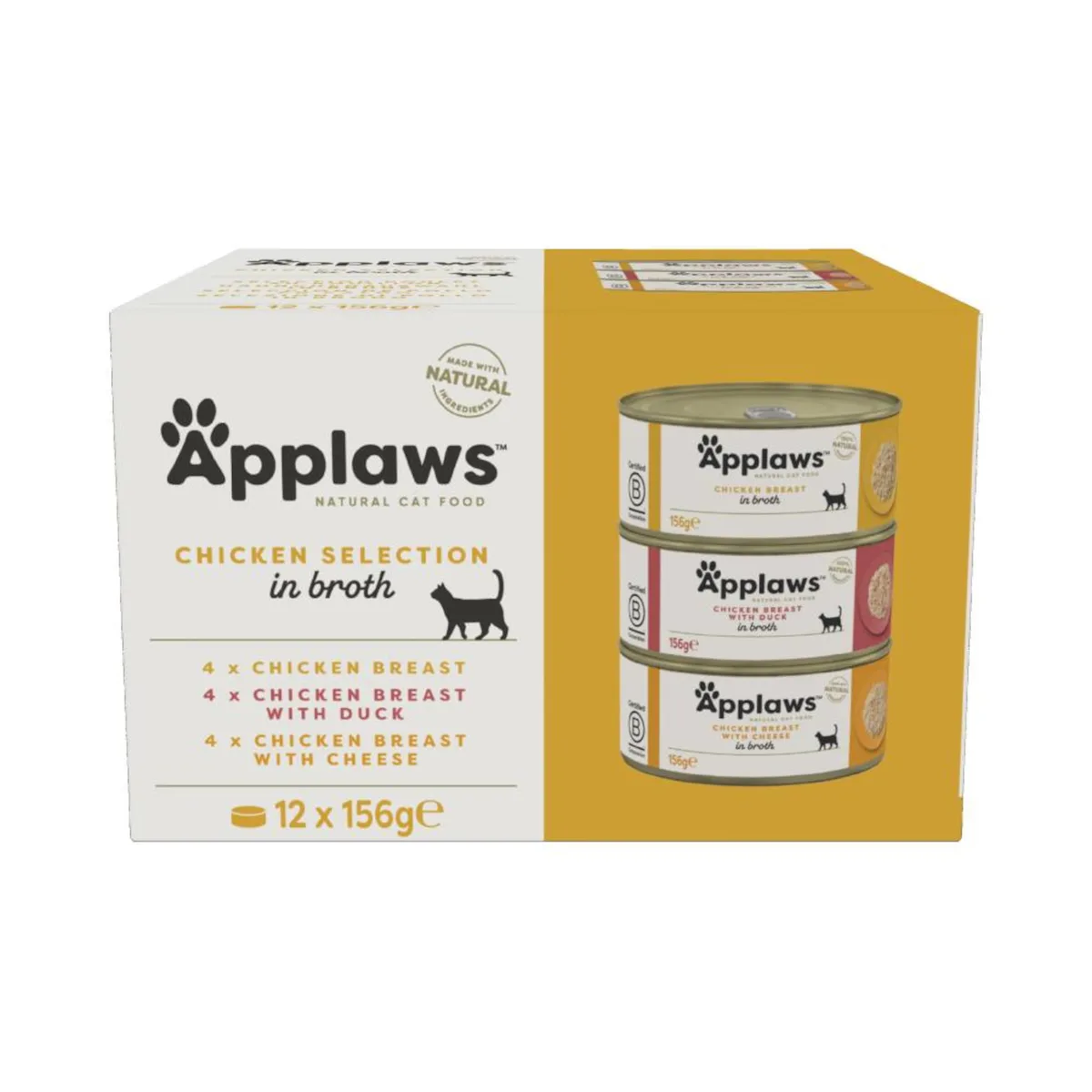 12x156g Applaws Mix Kip in Bouillon Kattenvoer nat by Applaws – product photo