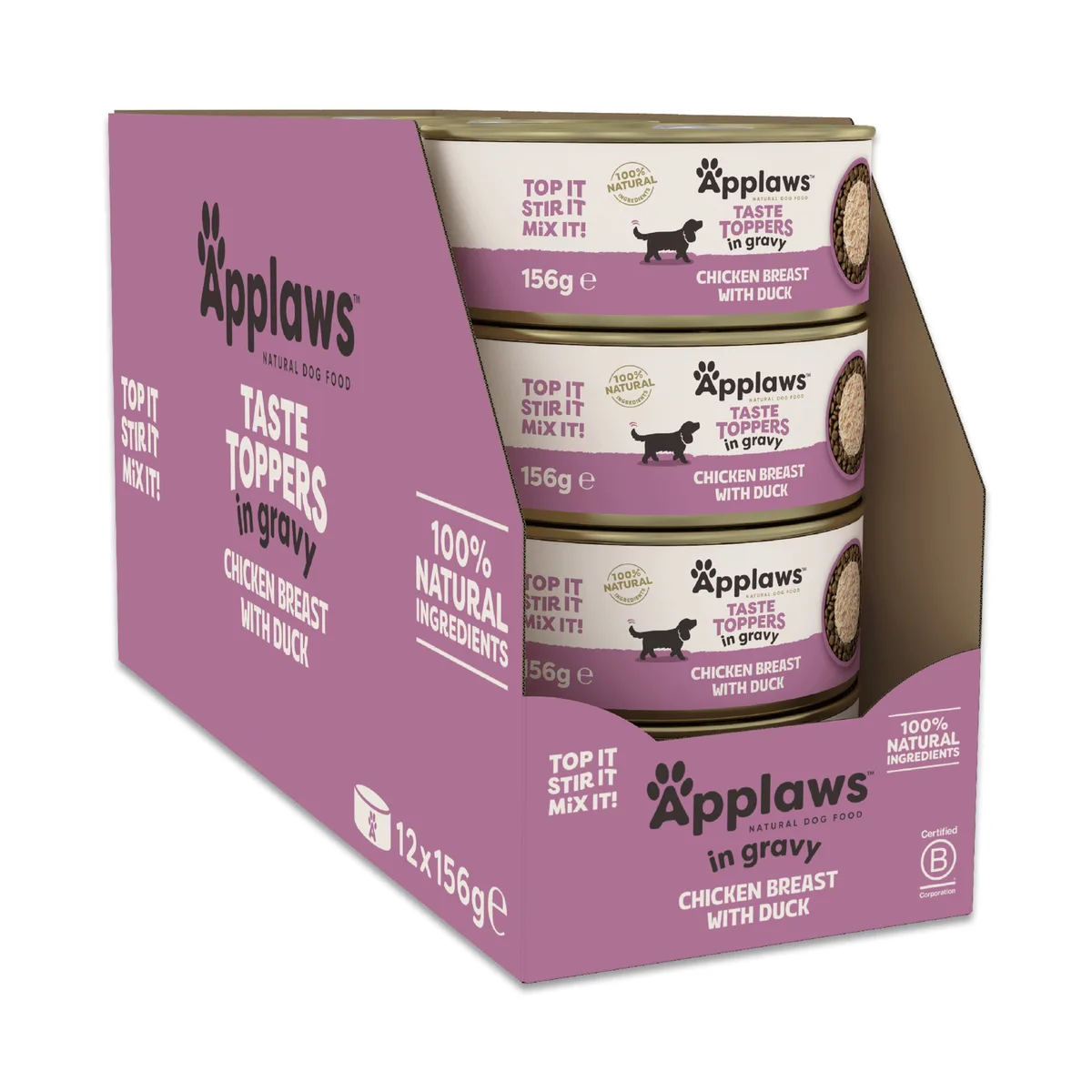 12x156g Applaws Taste Toppers Natural in Saus Kip en Eend Natvoer voor Honden van Applaws – productfoto