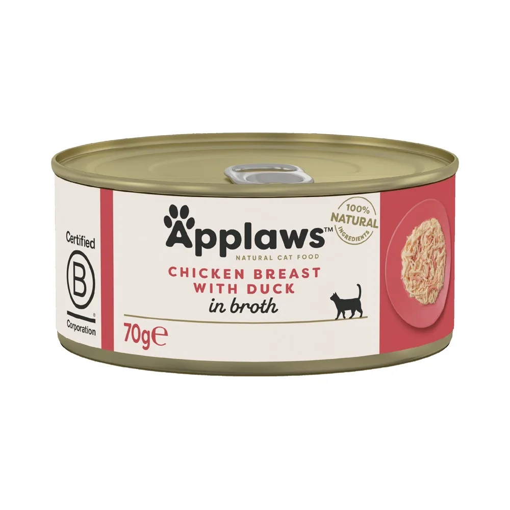 24x70g Kippenborst met Eend Applaws Kattenvoer van Applaws – productfoto