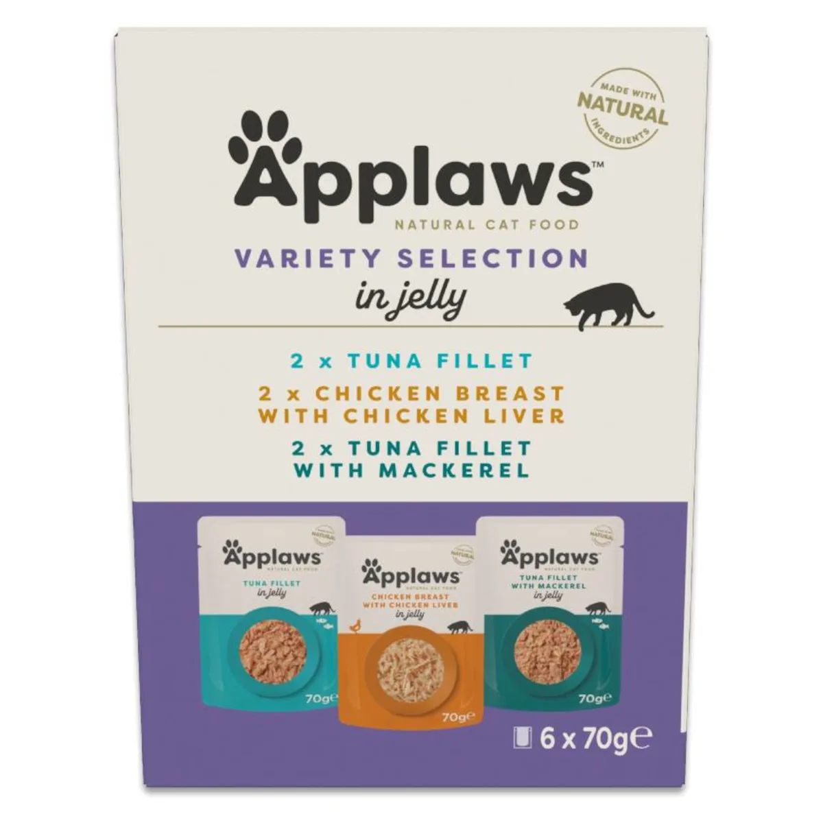 6x70g Applaws Cat Pouch in Jelly Mixpack Tonijn & Kip (3 smaken) natvoer voor katten by Applaws – product photo