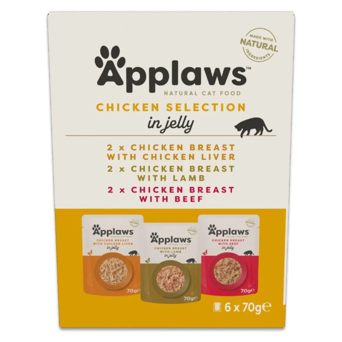 6x70g Applaws Cat Pouch in Jelly selectie met kip natvoer voor katten van Applaws – productfoto
