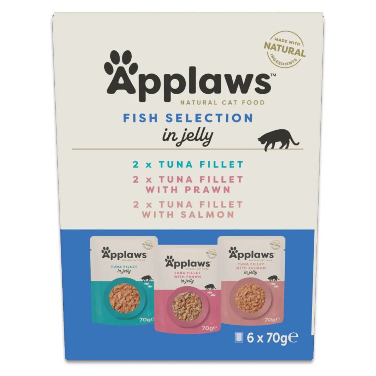 6x70g Applaws Cat Pouch in Jelly selectie met vis natvoer voor katten by Applaws – product photo