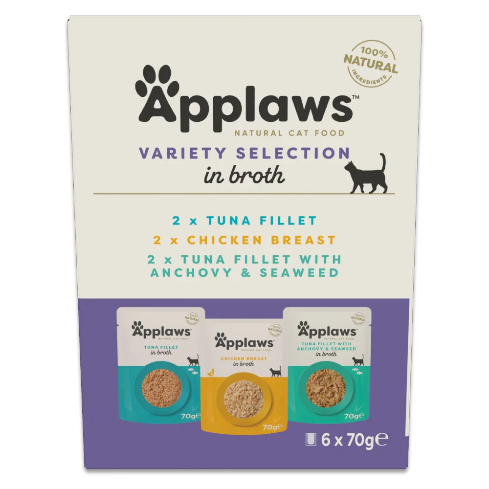 6x70g Applaws Zakje met bouillon Mixpack Tonijn & Kip (3 smaken) nat kattenvoer van Applaws – productfoto