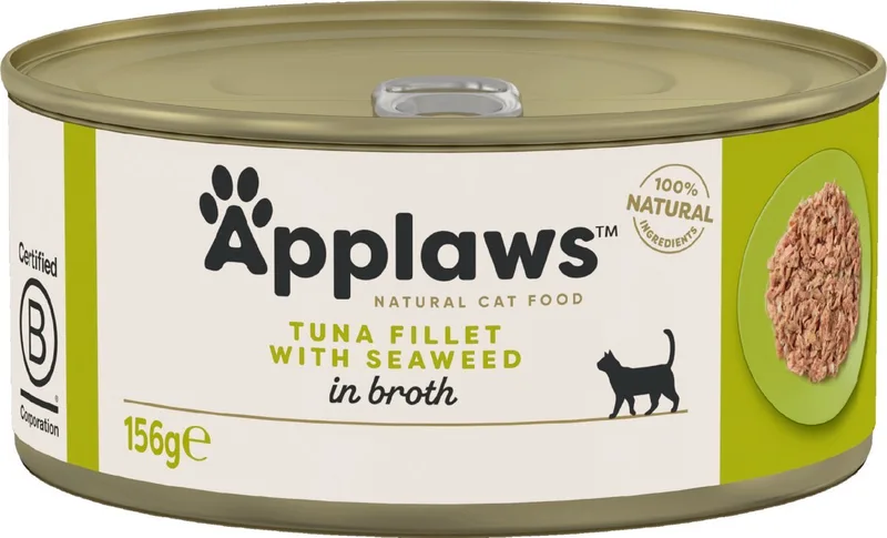 CAT Blik Tuna Fillet & Seaweed 156 gr Multipack 24 Stuks + Gratis Schuurman Snack von Applaws – Produktfoto
