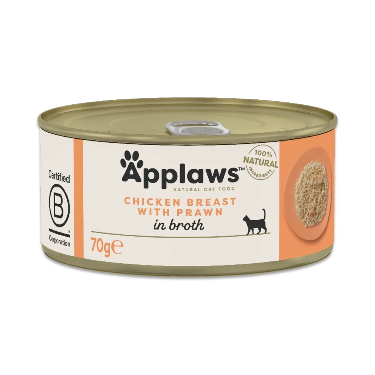 in Bouillon 6 x 70 g Kattenvoer - Kipfilet met garnalen van Applaws – productfoto