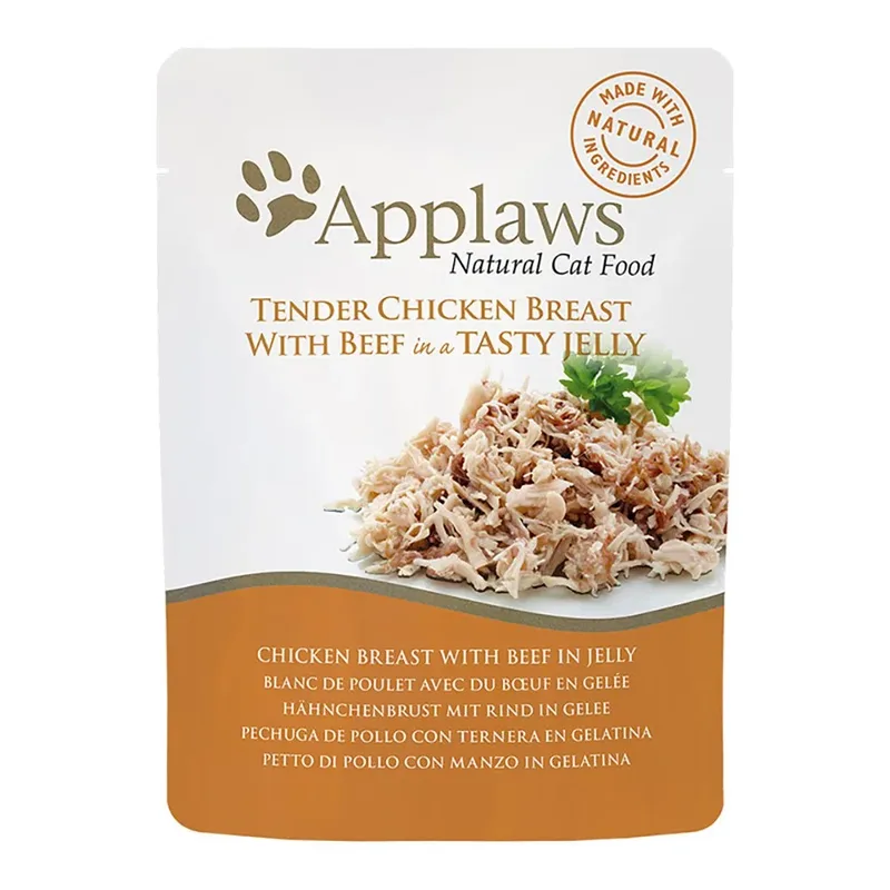Huhn Und Rind In Gelee 16x70g Katzenfutter von Applaws – Produktfoto