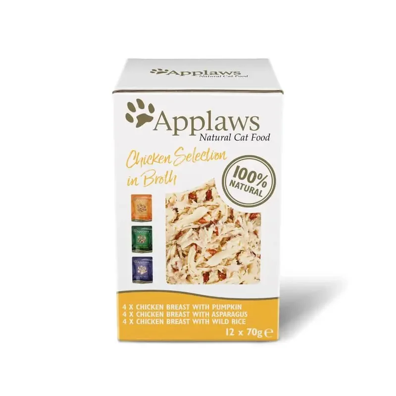 Kippenbouillon Katten Snack Multipack 70g 12 Eenheden by Applaws – product photo