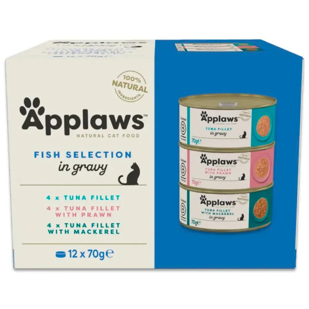 Multi Vis Selectie In Jus Natvoer Voor Katten 12x 70g van Applaws – productfoto