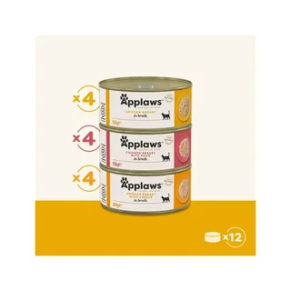 Multipack Kipselectie In Bouillon 12x156g Natvoer Voor Katten de Applaws – photo produit 3 sur 3