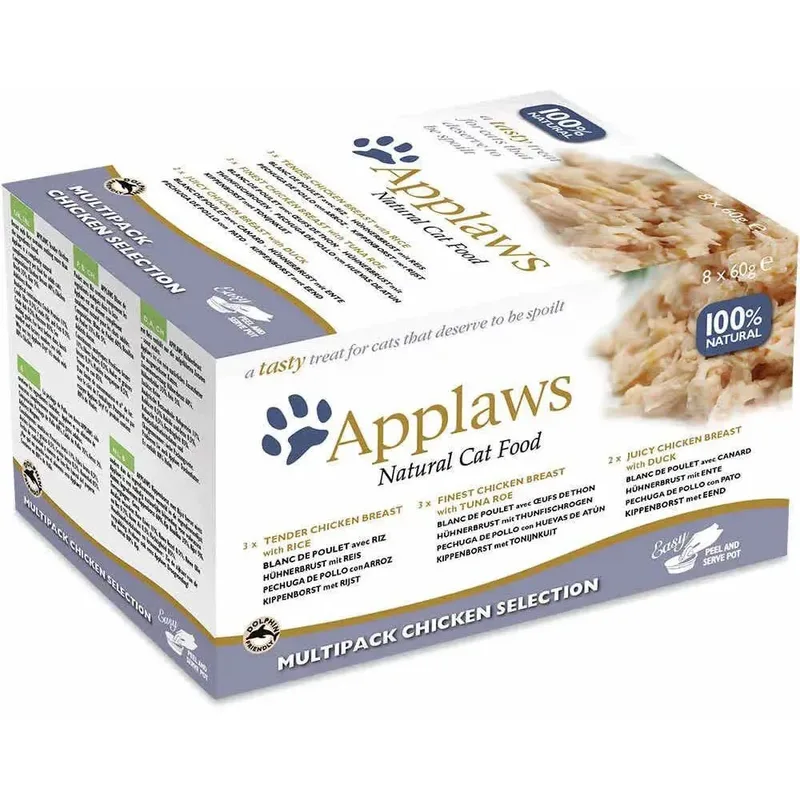 Multipack Selectie Kip Katten Snack 60g 8 Eenheden von Applaws – Produktfoto