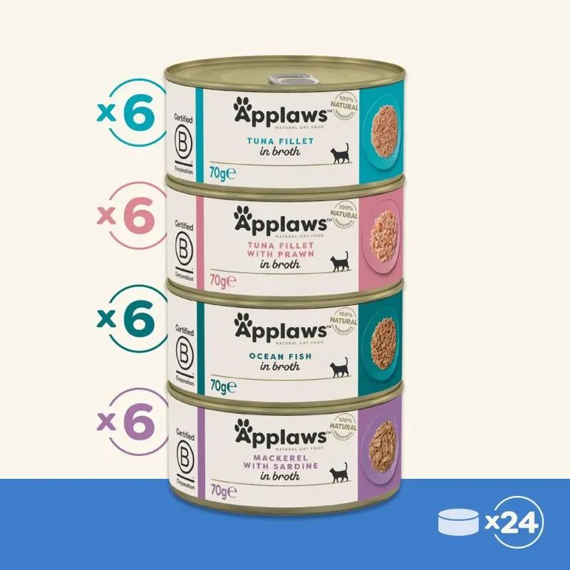 Multipack Visbouillon Selectie Kattenvoer 70 G 24 Eenheden by Applaws – product photo 2 of 3