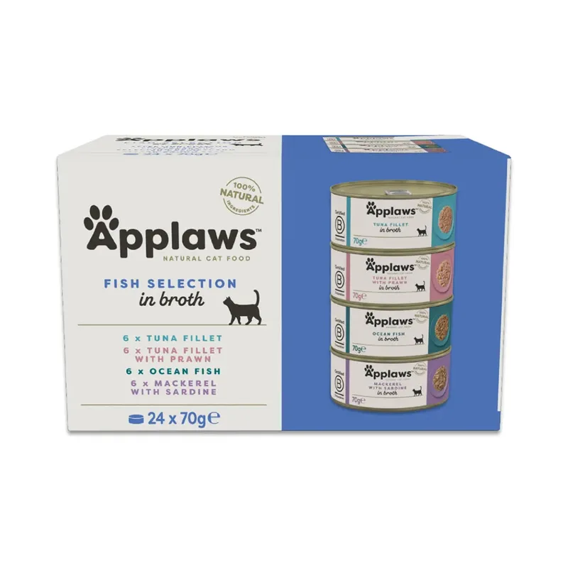 Multipack Visbouillon Selectie Kattenvoer 70 G 24 Eenheden by Applaws – product photo 1 of 3