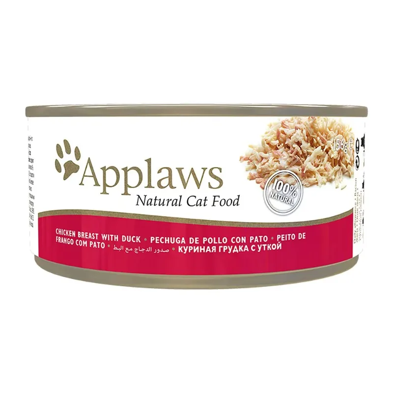 Nassfutter Für Katzen Huhn Und Ente 24x156g von Applaws – Produktfoto