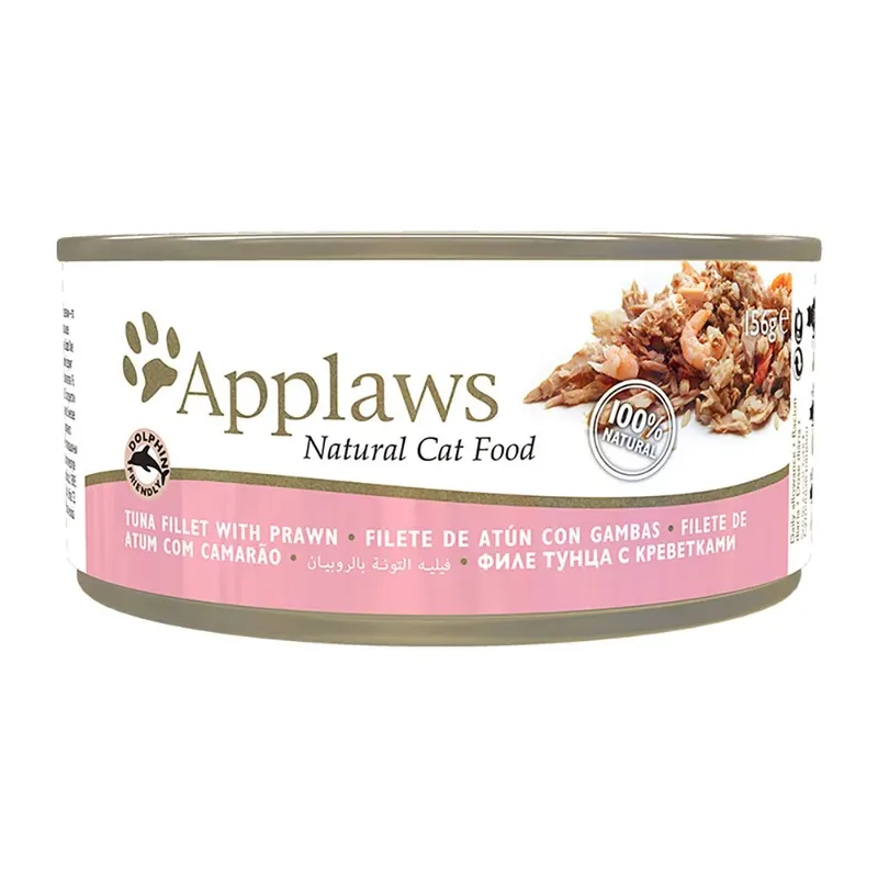 Natvoer Voor Katten Met Tonijn En Garnalen 24x156g by Applaws – product photo