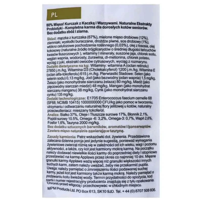 Senior - Kattenvoer - Kurkuma - Hypoallergeen - 7,5 kg de Applaws – photo produit 2 sur 2