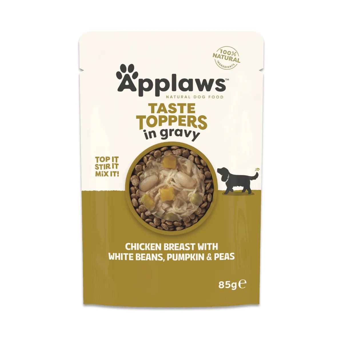 Taste Toppers in Saus 12 x 85 g Hondenvoer - Kip, Erwten, Pompoen & Witte Bonen van Applaws – productfoto