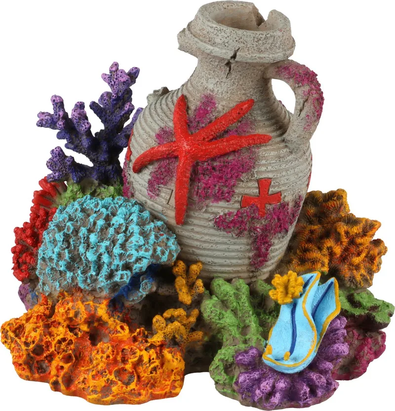 Amfoor Koraal 2 - Aquarium - Ornament - 13.9x11.5x12.4 cm de Aqua Della en Multicolore – photo produit