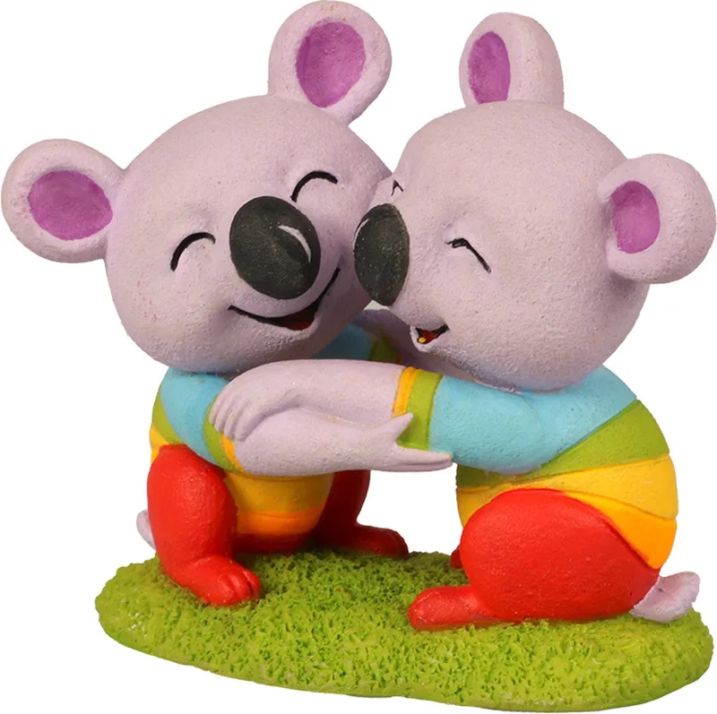 Aquarium Decoratie Knuffelende Koala's - Glow-in-the-Dark Ornament - 9x5,5x8cm - Meerkleurig de Aqua Della en Multicolore – photo produit