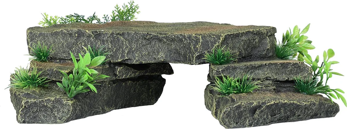 Aquariumdecoratie - Vissen - Green Slate Bridge 36x21x9,5cm - 1st van Aqua Della in Groen – productfoto