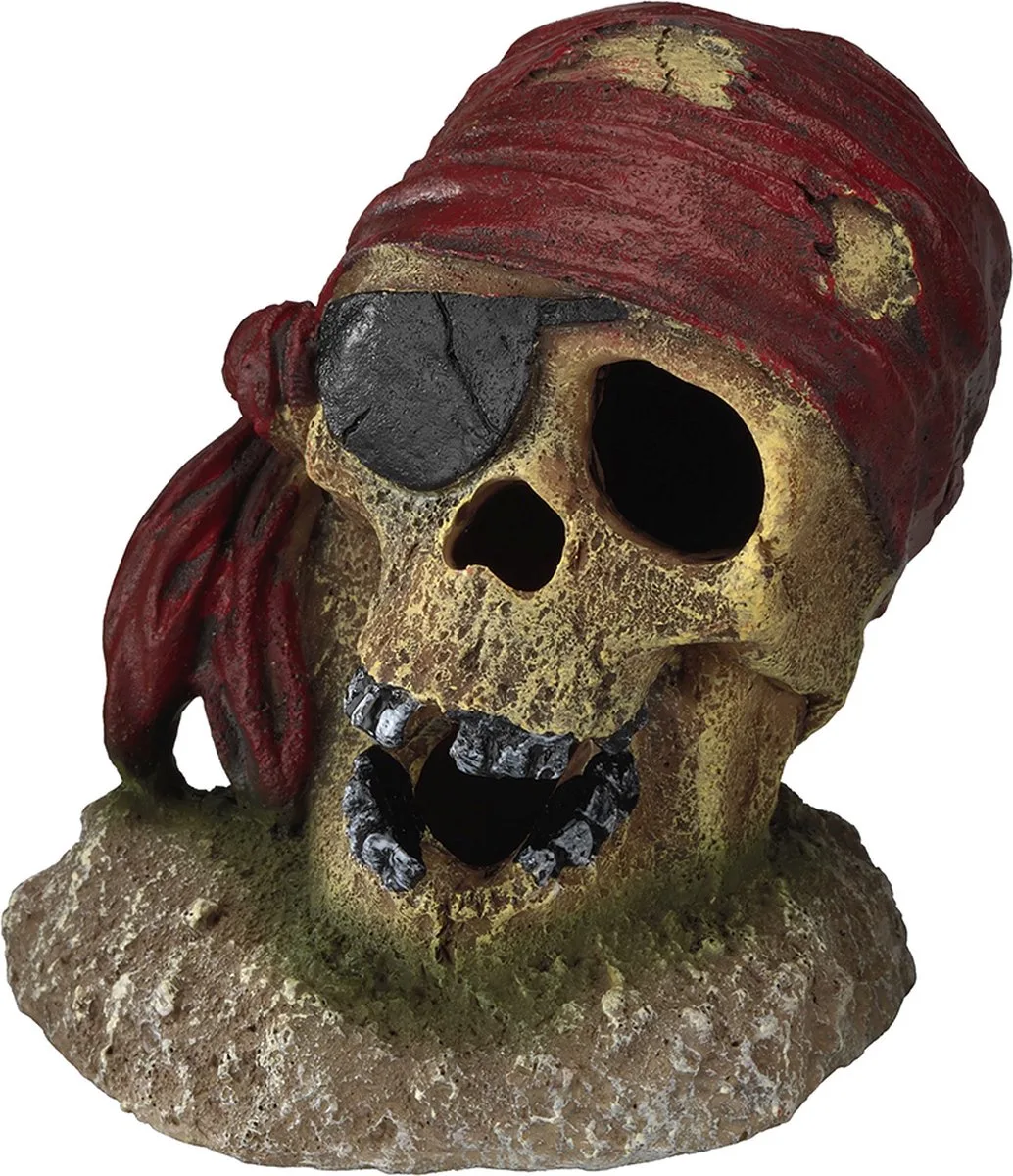 Aquariumdecoratie - Vissen - Piraten Schedel Ooglap 7x7x8cm - 1st van Aqua Della in <> – productfoto