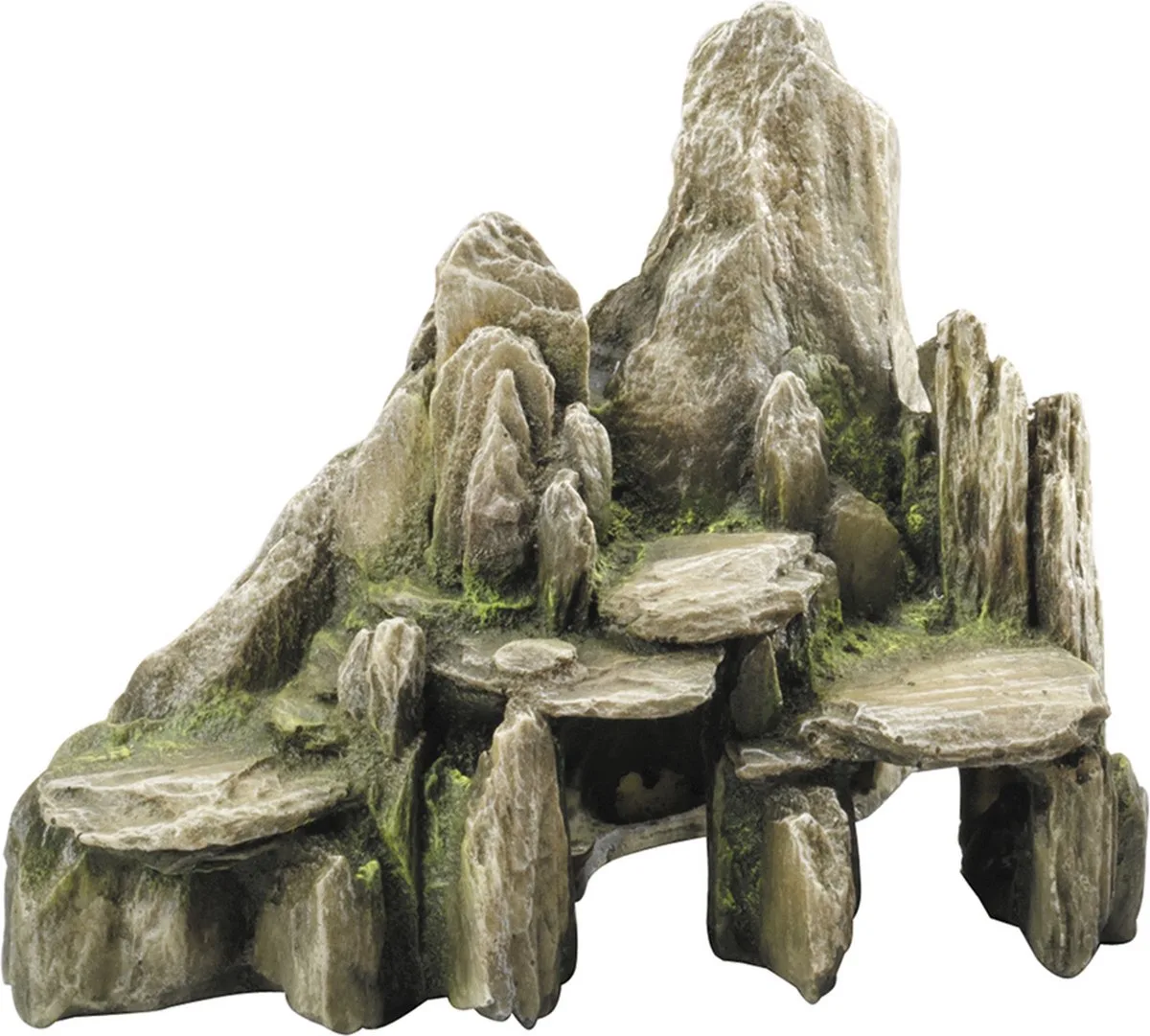 Decor Steen Slate - Aquariumdecoratie Rots - Natuurgetrouw en Gifvrij - 20x25,5x15,5cm - Groen de Aqua Della en Gris – photo produit