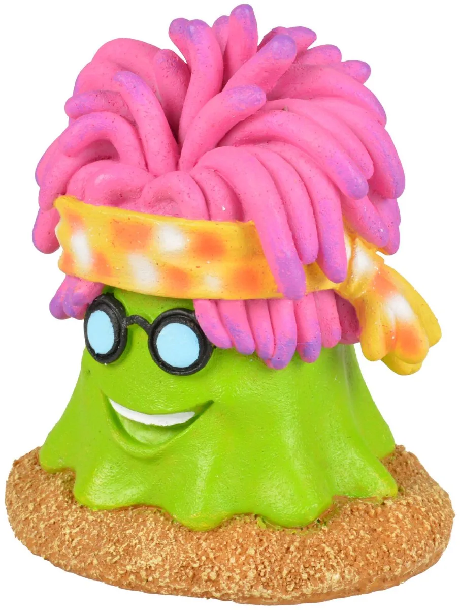 Hippie Anemoon - Retro Aquariumdecoratie met Zonnebril en Bandana - Kunsthars - Meerkleurig van Aqua Della in Roze – productfoto