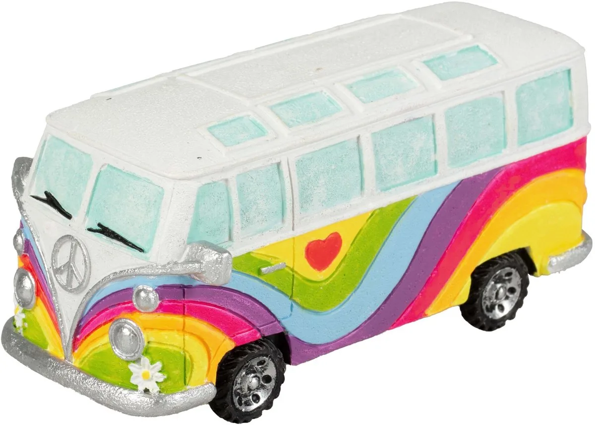 Hippie Busje - Retro Aquariumdecoratie in Neonkleuren - Kunsthars - Meerkleurig van Aqua Della – productfoto