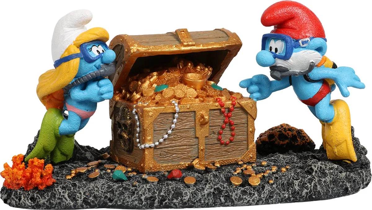 smurfen onderwater schatkist 18,8x9,7x9,6cm fra Aqua Della i Flerfarvet – produktbillede
