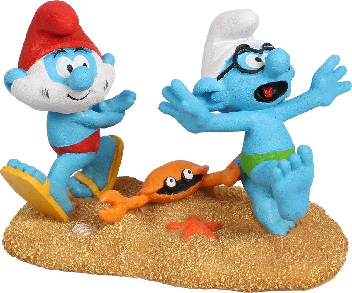 smurfen strand grote smurf & brilsmurf 11,5x6,8x8cm meerkleurig de Aqua Della en Rouge – photo produit