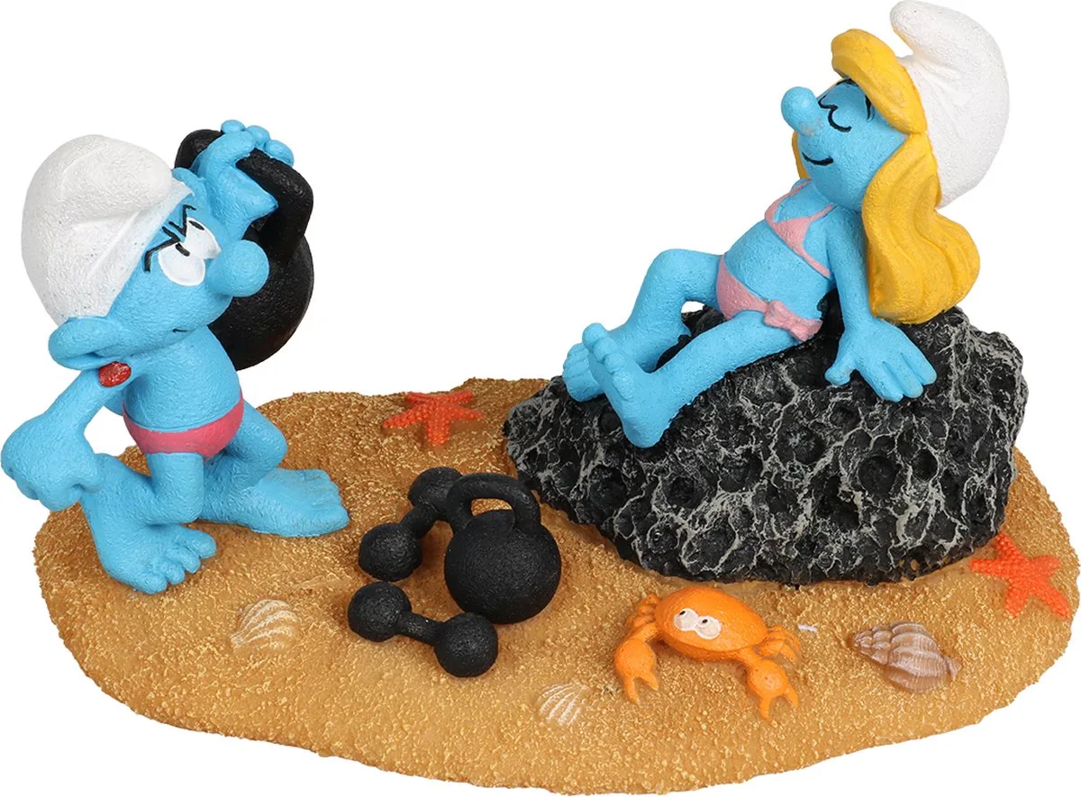smurfen strand smurfin & potige smurf 16,2x9,6x9,3cm van Aqua Della in Meerkleurig – productfoto