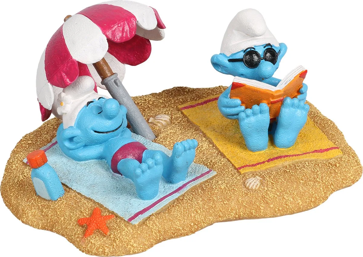 smurfen strand zonnebaden 17,4x13,2x7,9cm meerkleurig van Aqua Della in Blauw – productfoto