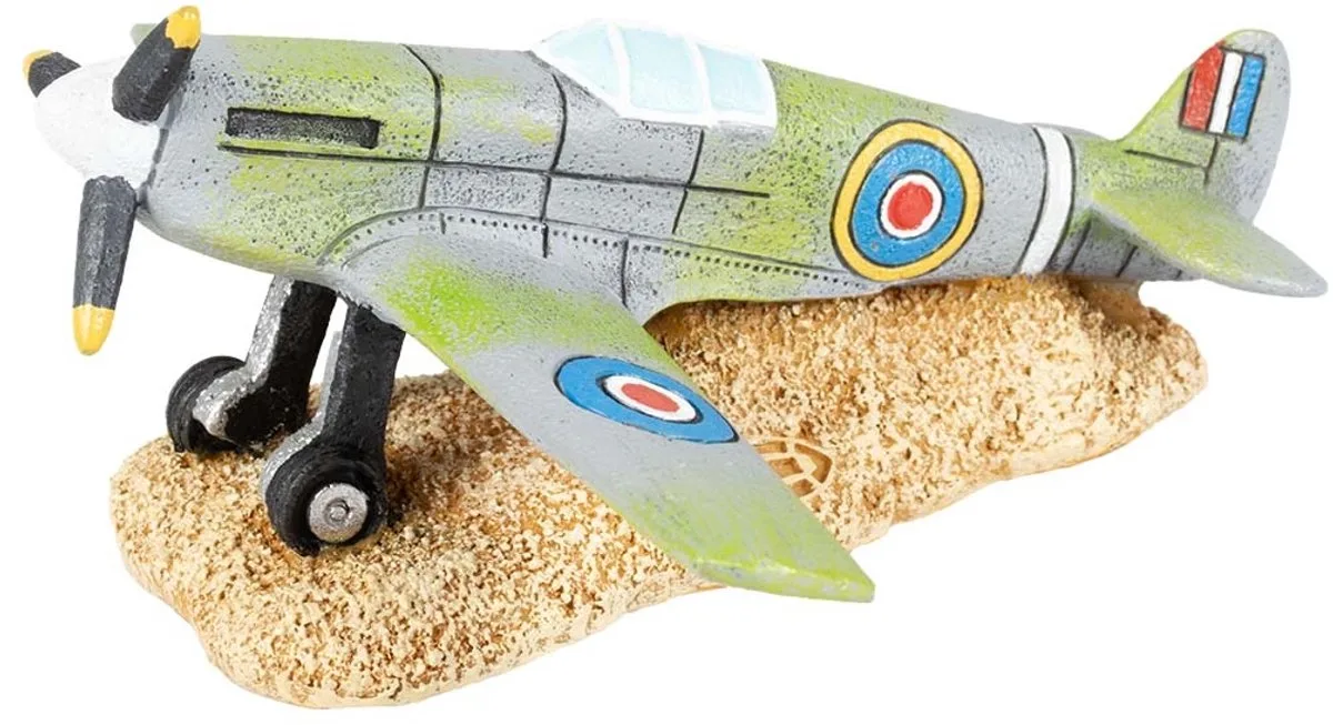 Vliegtuig Spitfire - Aquariumdecoratie Vliegtuig - Gedetailleerd Ornament - 14x12x6cm van Aqua Della in Meerkleurig – productfoto