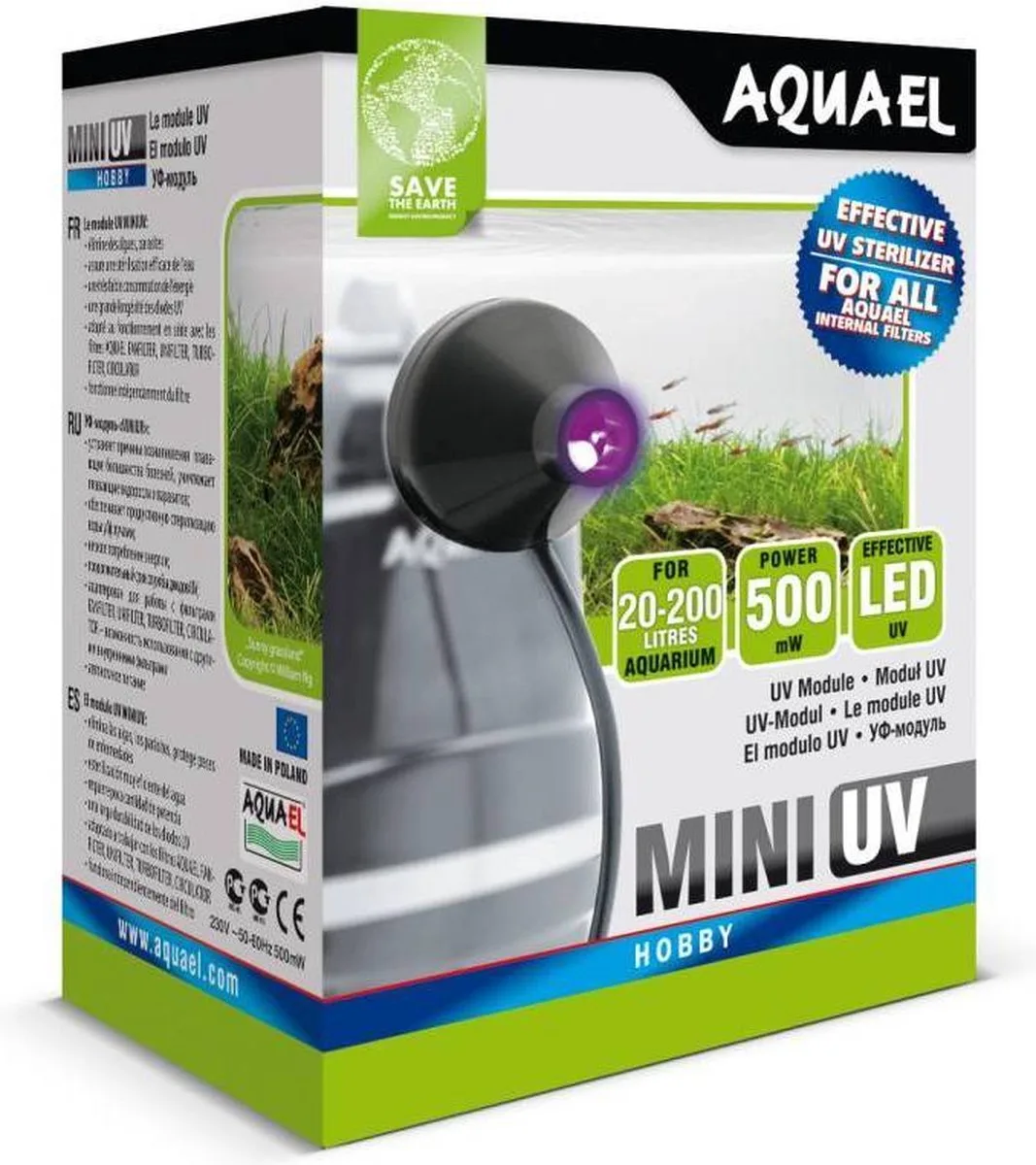 Mini LED-UV module van Aquael in Zwart – productfoto