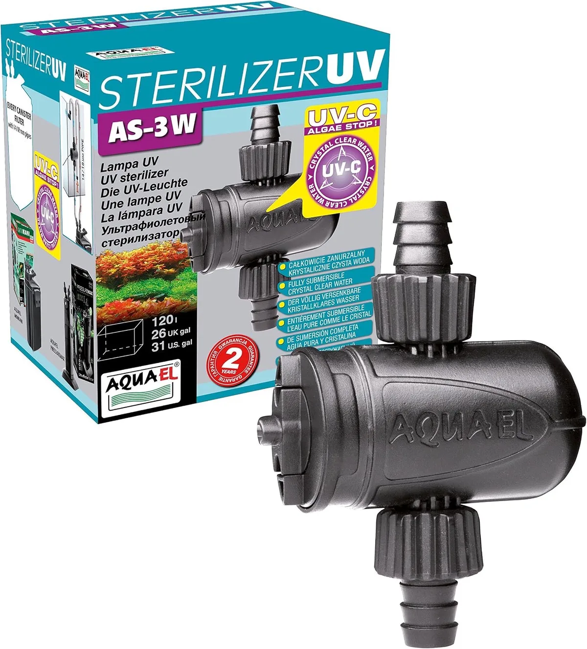 Sterilizer UVC 3 Watt - Verwijdert Algen uit Aquarium- Voor Aquaria tot 120 Liter van Aquael – productfoto