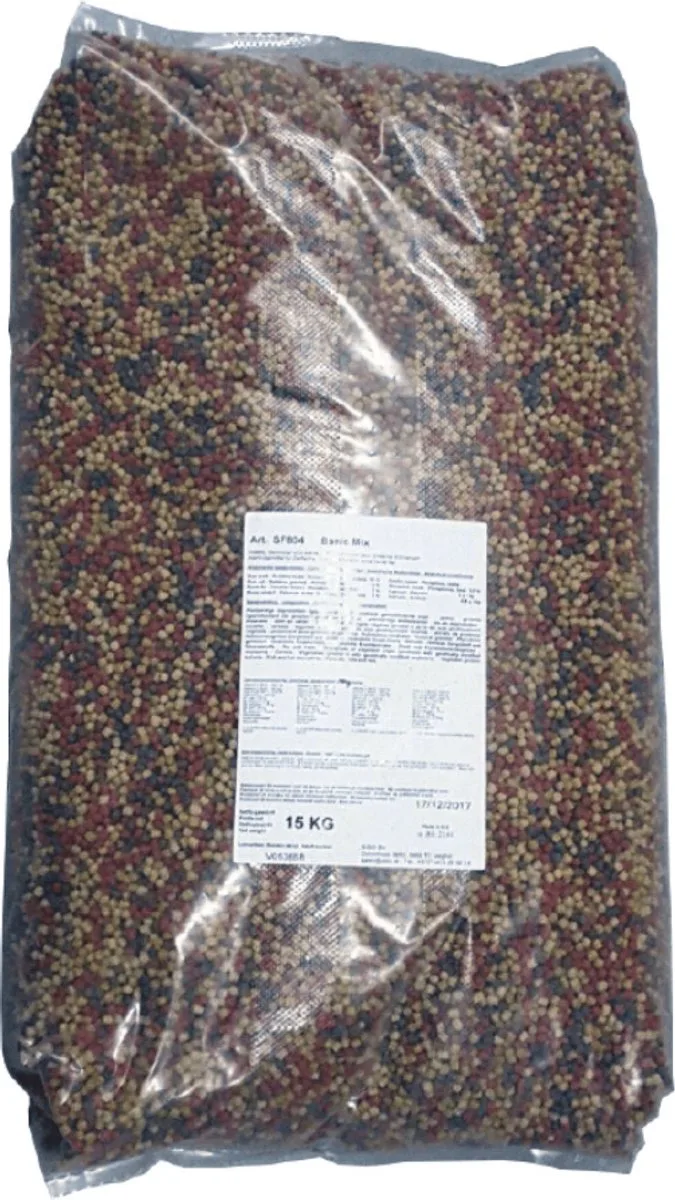 drijvend voer Basic Mix 3mm pellets 15kg fra AquaForte – produktbillede