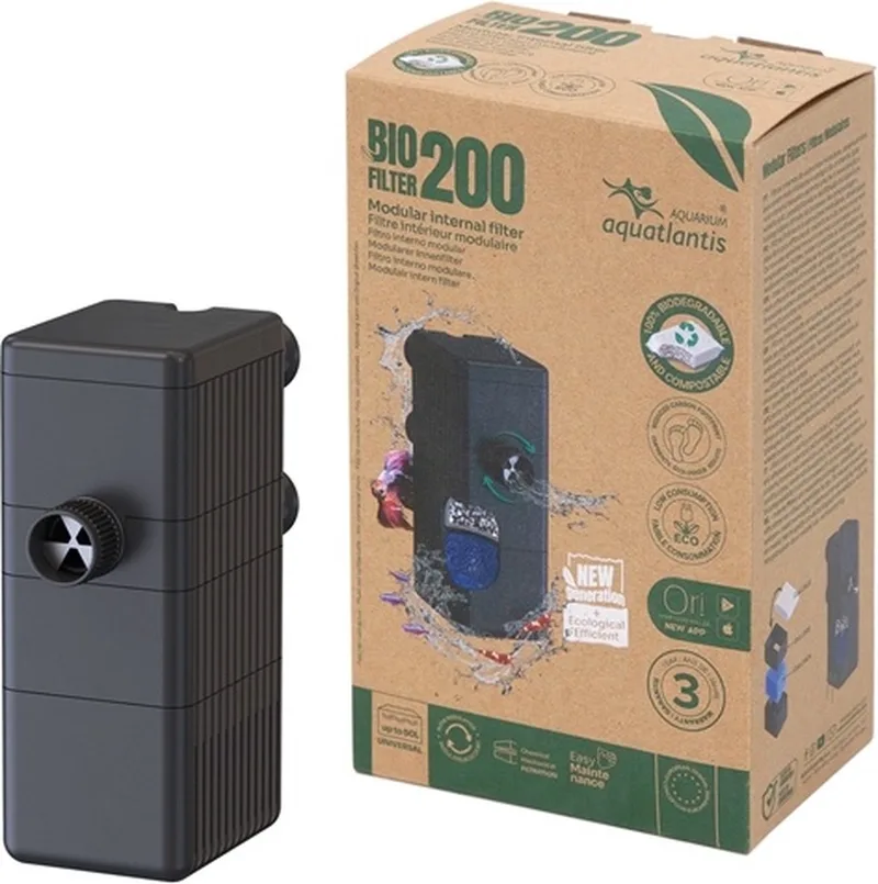 Bio Filter 200 - Compact Aquarium Filter - Regelbare Uitstroom - Voor Aquaria tot 50 Liter by Aquatlantis – product photo