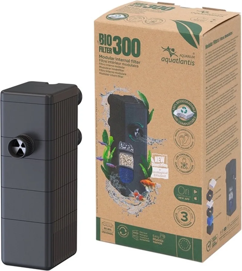 Bio Filter 300 - Compact Aquarium Filter - Regelbare Uitstroom - Voor Aquaria van 50 tot 80 Liter de Aquatlantis – photo produit