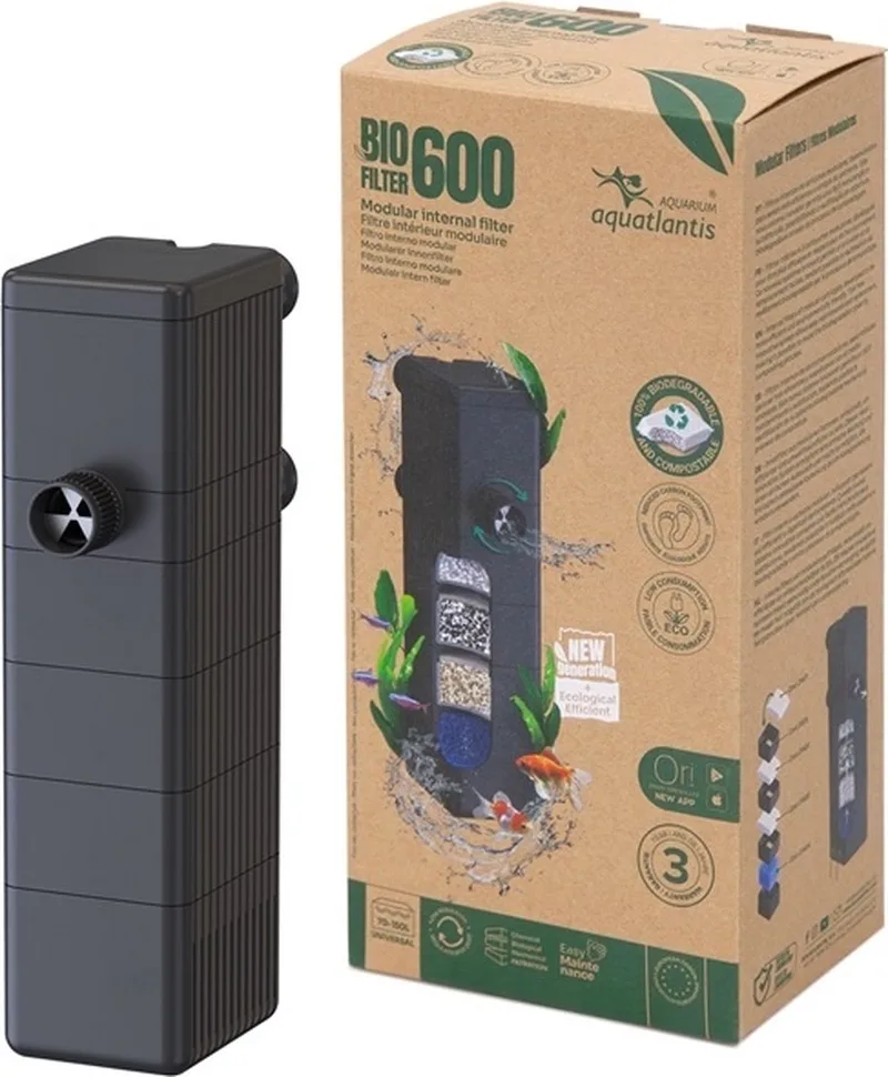 Bio Filter 600 - Compact Aquarium Filter - Regelbare Uitstroom - Voor Aquaria van 70 tot 150 Liter de Aquatlantis – photo produit