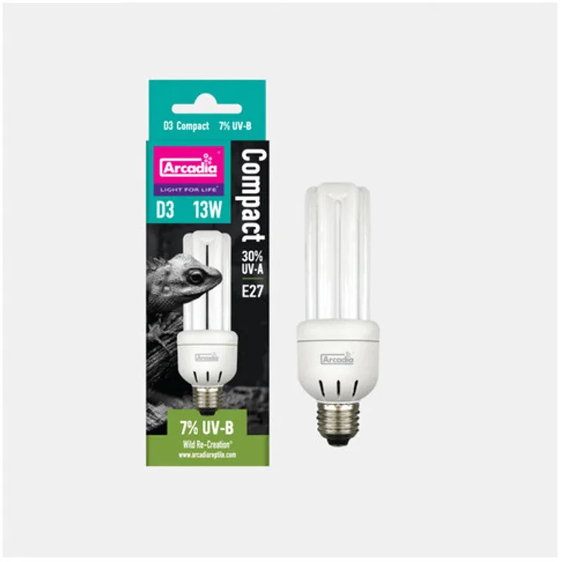 D3+ Compact Lamp Mini 12% Uvb - Verwarming - 13 Watt de Arcadia en Color – photo produit
