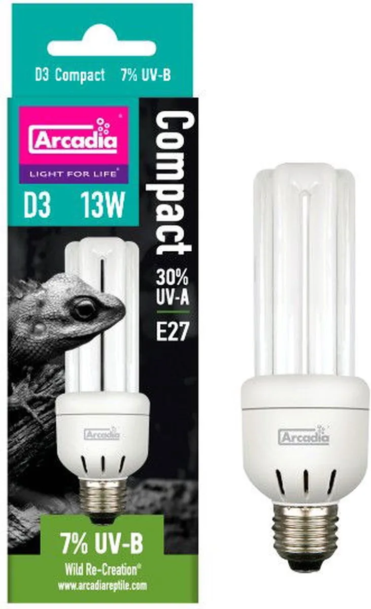 D3 Compact Lamp Mini 7% Uvb - Verwarming - 13 Watt de Arcadia en Color – photo produit