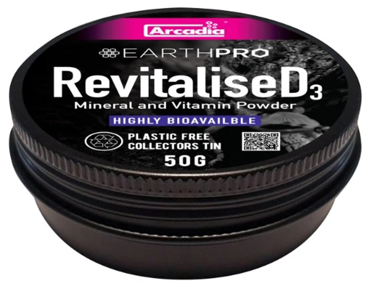 EarthPro RevitaliseD3 multivitamine met D3 voor reptielen 50 en 100gr 50 Gram by Arcadia in Wit tot licht beige – product photo