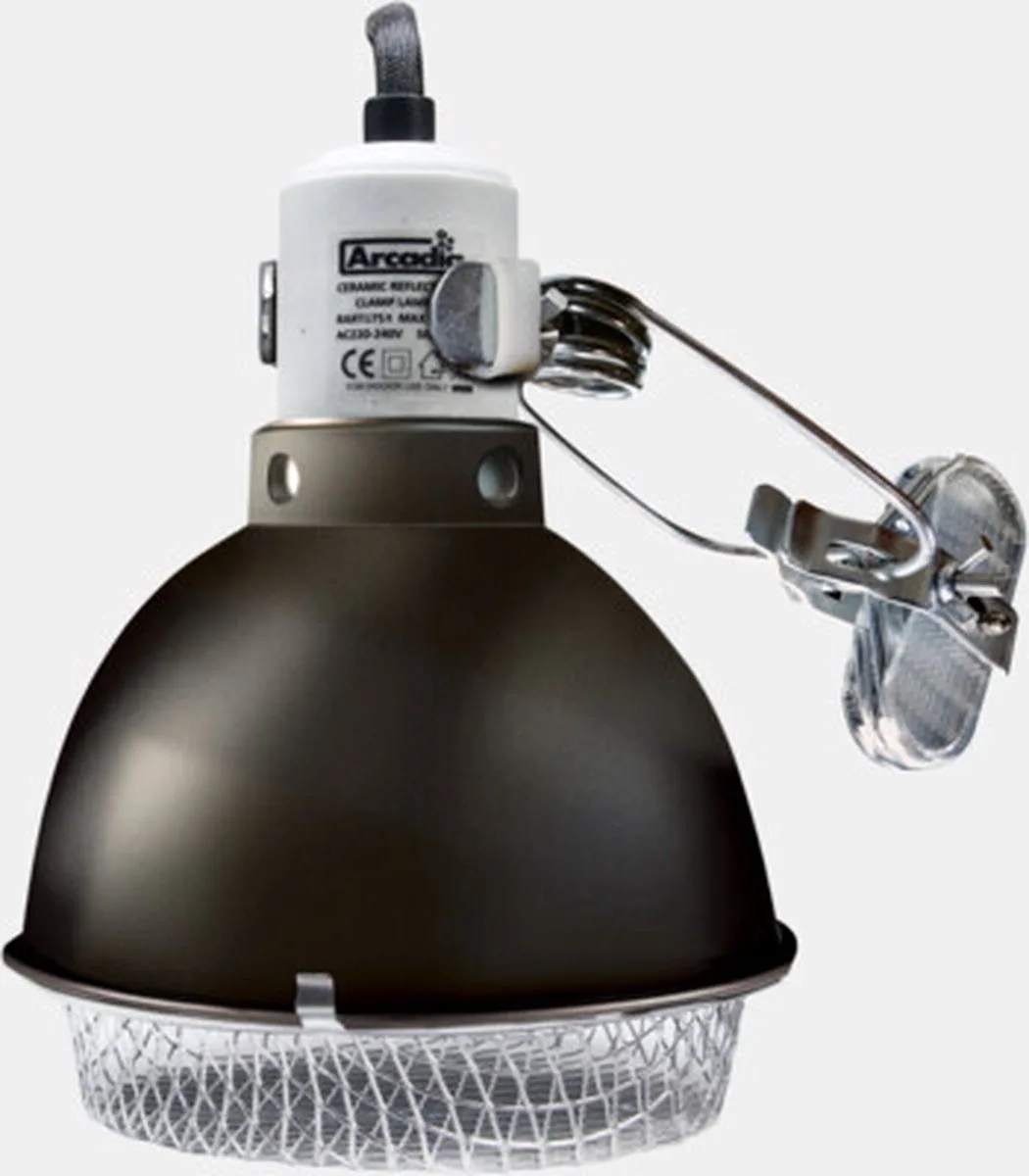 Reflector met klem en keramische E27 fitting - Lampekap by Arcadia in Grey – product photo